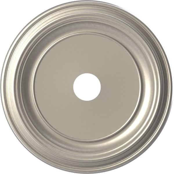 Ekena Millwork Traditional PVC Medallion (Canopies up to 13 1/2"), 22"OD x 3 1/2"ID x 1 1/2"P, Bright Coat Aluminum CMP22TRBAL - main